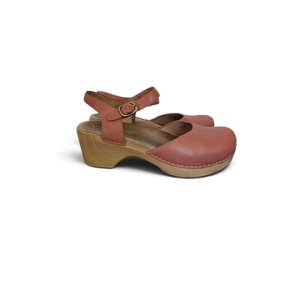 Dansko Washed Pink Leather Effortless Platform Boho Chic Mules Clogs 38 US 7.5